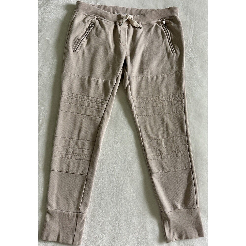 Sincerely Jules Lux Moto Jogger Sweatpants Womens M Beige 100% Cotton